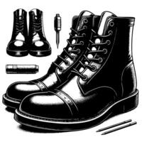 noir et blanc illustration de une paire de Masculin cuir des chaussures vecteur