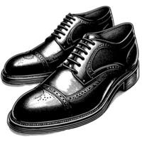 noir et blanc illustration de une paire de Masculin cuir des chaussures vecteur