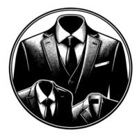 noir et blanc illustration de une paire de Masculin affaires costume vecteur