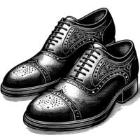 noir et blanc illustration de une paire de Masculin cuir des chaussures vecteur