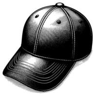 noir et blanc illustration de une Célibataire base-ball casquette vecteur