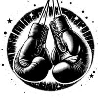 noir et blanc illustration de suspendu boxe gants vecteur