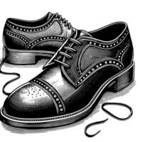 noir et blanc illustration de une paire de Masculin cuir des chaussures vecteur