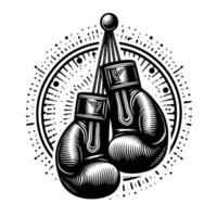 noir et blanc illustration de suspendu boxe gants vecteur