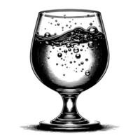 noir et blanc illustration de une pétillant Frais verre de l'eau vecteur