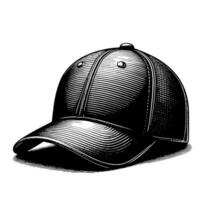 noir et blanc illustration de une Célibataire base-ball casquette vecteur