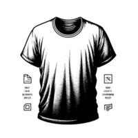 noir et blanc illustration de une blanc T-shirt vecteur