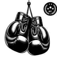 noir et blanc illustration de suspendu boxe gants vecteur