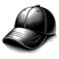 noir et blanc illustration de une Célibataire base-ball casquette vecteur