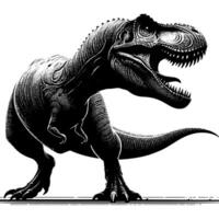 noir et blanc illustration de une trex dinosaure vecteur