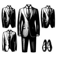 noir et blanc illustration de une paire de Masculin affaires costume vecteur