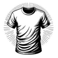 noir et blanc illustration de une blanc T-shirt vecteur