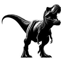 noir et blanc illustration de une trex dinosaure vecteur