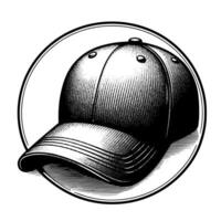 noir et blanc illustration de une Célibataire base-ball casquette vecteur