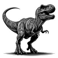 noir et blanc illustration de une trex dinosaure vecteur