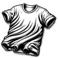 noir et blanc illustration de une blanc T-shirt vecteur