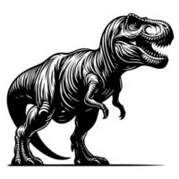 noir et blanc illustration de une trex dinosaure vecteur