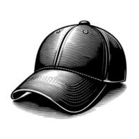 noir et blanc illustration de une Célibataire base-ball casquette vecteur