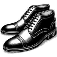 noir et blanc illustration de une paire de Masculin cuir des chaussures vecteur