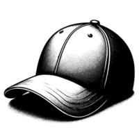 noir et blanc illustration de une Célibataire base-ball casquette vecteur