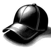 noir et blanc illustration de une Célibataire base-ball casquette vecteur