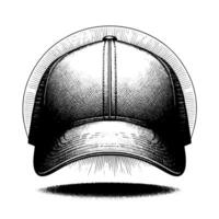 noir et blanc illustration de une Célibataire base-ball casquette vecteur