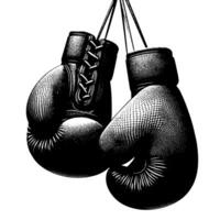 noir et blanc illustration de suspendu boxe gants vecteur