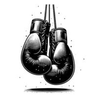 noir et blanc illustration de suspendu boxe gants vecteur