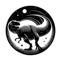 noir et blanc illustration de une trex dinosaure vecteur