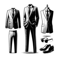 noir et blanc illustration de une paire de Masculin affaires costume vecteur