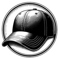 noir et blanc illustration de une Célibataire base-ball casquette vecteur