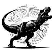 noir et blanc illustration de une trex dinosaure vecteur