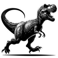 noir et blanc illustration de une trex dinosaure vecteur