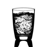 noir et blanc illustration de une pétillant Frais verre de l'eau vecteur