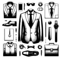 noir et blanc illustration de une paire de Masculin affaires costume vecteur