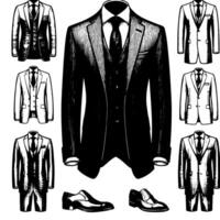 noir et blanc illustration de une paire de Masculin affaires costume vecteur