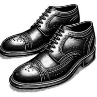 noir et blanc illustration de une paire de Masculin cuir des chaussures vecteur