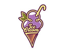violet la glace crème gaufre cône icône, gelato dessert vecteur