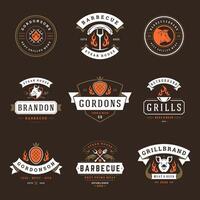 gril restaurant logos et badges ensemble illustration. vecteur