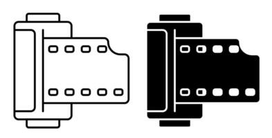 linéaire icône. cylindre avec vieux 35 mm photo film. monde la photographie journée août 19e. Facile noir et blanc vecteur