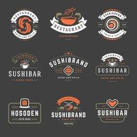 Sushi restaurant logos ensemble illustration. vecteur