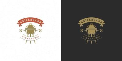 barbecue logo illustration steak maison ou un barbecue restaurant menu emblème gril silhouette vecteur