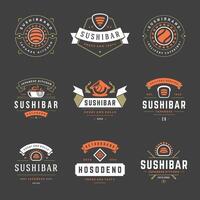 Sushi restaurant logos ensemble illustration. vecteur