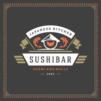 Sushi restaurant logo illustration. vecteur