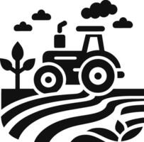 ferme tracteur icône, Facile et nettoyer Piste icône avec atterrir, agriculture et agriculture concept. moissonneuse camions, tracteurs. vecteur