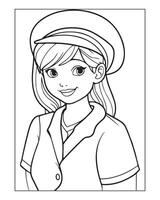 infirmière coloration pages, gratuit infirmière , infirmière illustration, infirmière noir et blanc vecteur