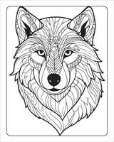 Loup coloration pages, Loup illustration, Loup art, noir et blanc vecteur