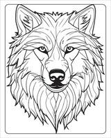 Loup coloration pages, Loup illustration, Loup art, noir et blanc vecteur