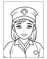 infirmière coloration pages, gratuit infirmière , infirmière illustration, infirmière noir et blanc vecteur