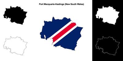 Port Macquarie-Hastings Vide contour carte ensemble vecteur